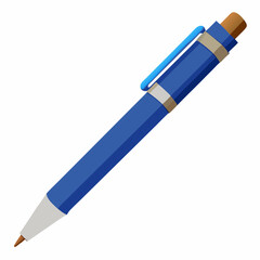 Ballpoint Pen Vector Illustration on White Background
