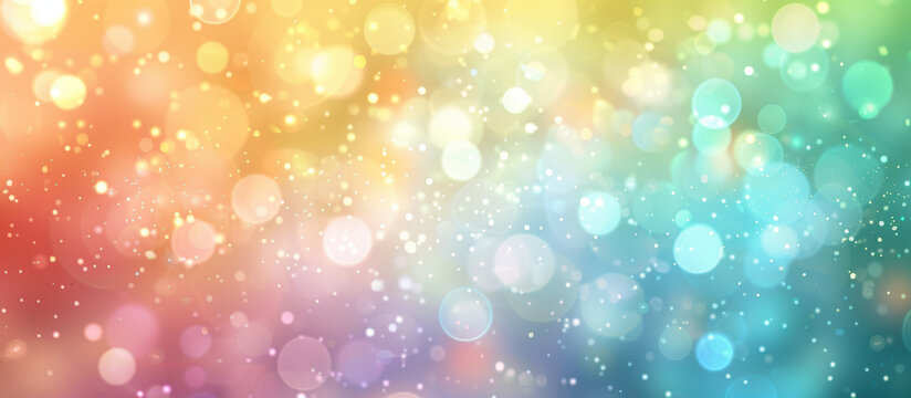 Abstract bright bokeh banner background with green, blue, white, gold, red colors - Powered by Adobe