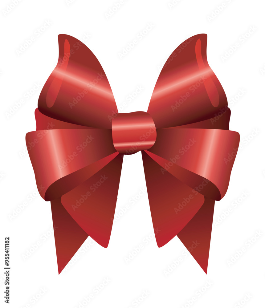 Poster flat vector illustration of a red ribbon design with festive elements and shiny texture it is suitab