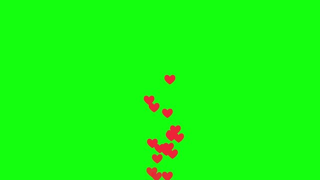 Live style social media heart animation on a green screen.