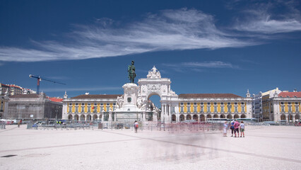 Commerce Square in downtown Lisbon, one of the largest squares in Europe timelapse hyperlapse