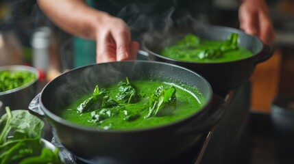 The national cuisine of Brazil: Spinach Cream Soup.
