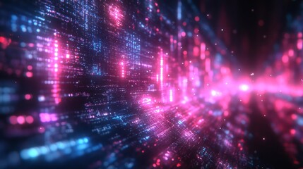 Fototapeta premium Abstract Neon Digital Light Streaks Generative AI