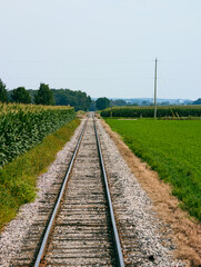 railroad tracks in the field