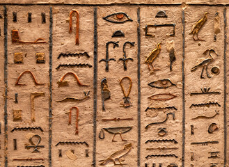 hieroglyphs from Tom of Ramses III. Valley of the Kings. Luxor. Egypt.