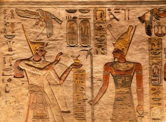 Rameses III offering incense to Atom. Valley of The Kings. Luxor. Egypt. 