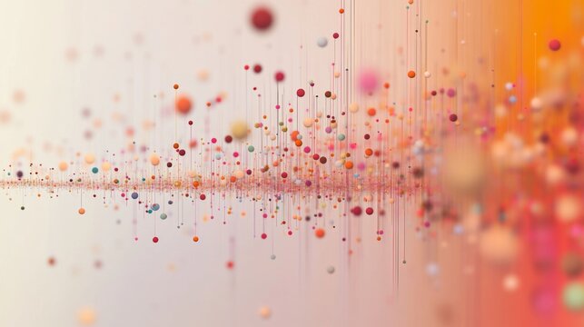 An animated 3D scatter plot with data points in various colors and sizes, displayed with a soft gradient background to emphasize the data distribution.