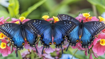 Vibrant butterfly garden with lush, blooming flowers in a stunning natural setting