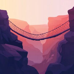 Fototapeta premium A rope bridge hanging over a canyon