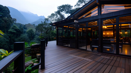 Fototapeta premium Brazilian Barbecue Mountain Retreat Soft Dusk