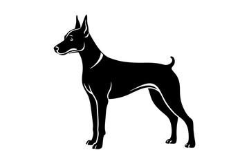 Doberman Pinscher Vector Illustration - Elegant Guard Dog Clipart