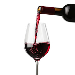 Wine Pouring in Glass isolated on white background