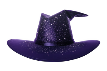 A purple witch's hat with a starry design.