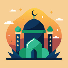 Islamic new year color illustration design