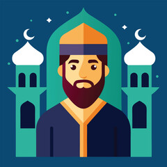 Islamic new year color illustration design