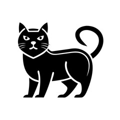 Obraz premium Black Cat Silhouette Icon, Halloween Symbol, Mysterious Feline