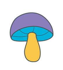 this image features a colorful mushroom flat vector illustration showcasing a creatively designed mushroom with vibrant colors and unique shapes