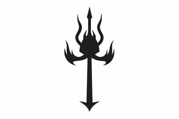 Poseidon tridents icon, Crossed harpoons silhouette vector

