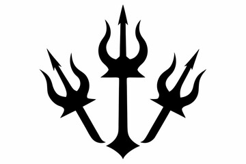 Poseidon tridents icon, Crossed harpoons silhouette vector

