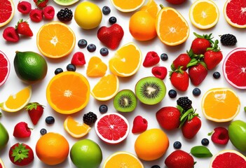 colorful vibrant food patterns displayed minimalist backdrop fresh inviting culinary presentation, appetizing, attractive, banquet, beauty, contrast, cuisine