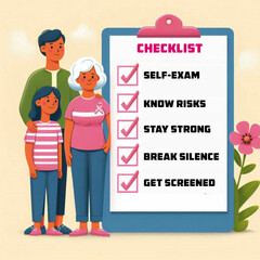 Breast Cancer Awareness Checklist  for Empowering Families to Take Action Through Early Detection, Knowledge, and Support for Health and Wellness With Editable Text