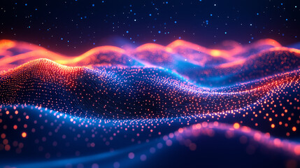 Fototapeta premium A blue and orange wave with many dots