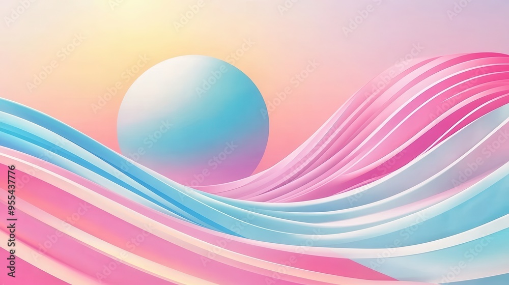 Canvas Prints a colorful wave with a blue sphere in the middle