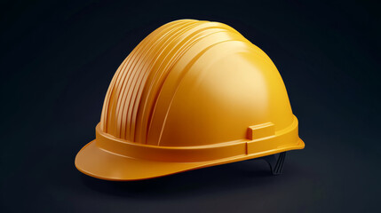Fototapeta premium This 3D realistic illustration features a protective yellow helmet, designed for workers in various fields such as industry, construction, service, engineering, and architecture. The helmet is rendere