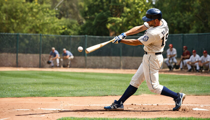Joueur de baseball frappant la balle
