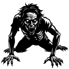 Obraz premium Creepy Zombie Crawl Vector Art Illustration