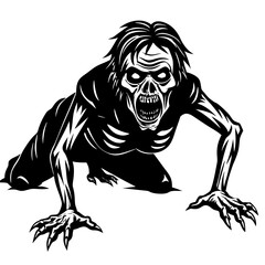 Creepy Zombie Crawl Vector Art Illustration