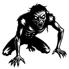 Creepy Zombie Crawl Vector Art Illustration