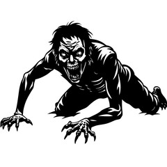 Fototapeta premium Creepy Zombie Crawl Vector Art Illustration