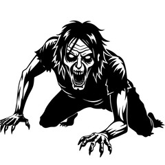Fototapeta premium Creepy Zombie Crawl Vector Art Illustration