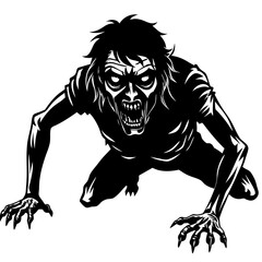Creepy Zombie Crawl Vector Art Illustration