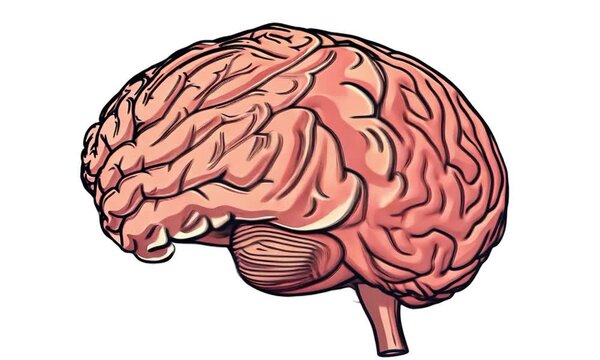 3d illustrated brain digital art human organ science medical scientific illustration for the human brain anatomy side view book illustration comic style