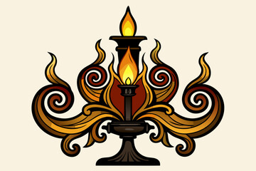  Baroque candle vector art illustration 