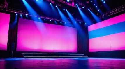 Obraz premium Dramatic Blue and Pink Lighting on Empty Stage