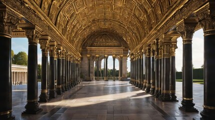 Fototapeta premium Elegant Hallway With Columns and Arches