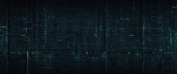 An green abstract digital background with binary code and AI algorithms running in the background