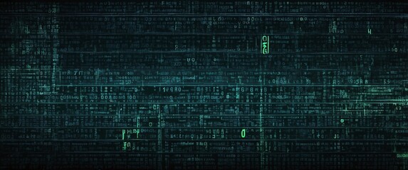 Obraz premium An green abstract digital background with binary code and AI algorithms running in the background