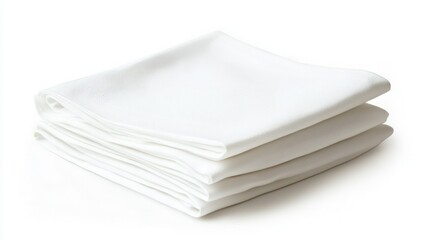 Isolated white cotton napkin on a white background.