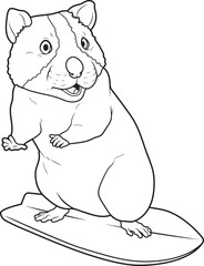 Hamster Surfer Surfboard Animal Vector Graphic Art Illustration