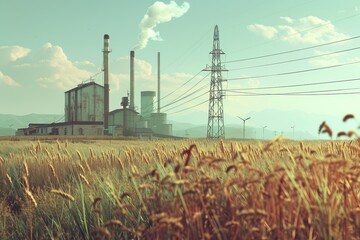 agricultural plant in the middle of a wheat field