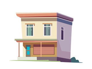 This vector illustration features a two-story house with modern design elements and pastel colors the flat style art is ideal for real estate or architectural content