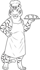 Tiger Baker Bread Animal Vector Graphic Art Illustration