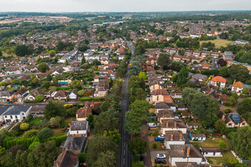 Obraz premium Aerial drone shot over the town of Bishops Stortford in England