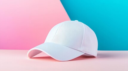 Fototapeta premium High-resolution baseball cap front view, gradient background, shadow details, mockup for fashion branding, clear and professional