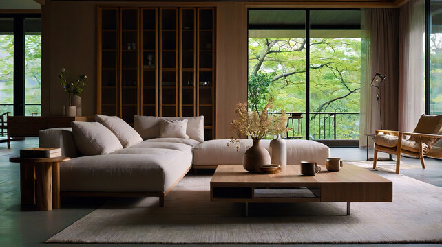Mid century scandinavian interior design of modern interior
