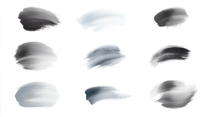 A set of brush strokes with a variety of colors and textures